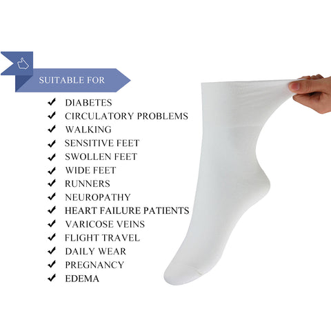 MD Cotton Non-Binding Ankle Socks for All Seasons Loose Fit Antibacterial (2 Pairs)