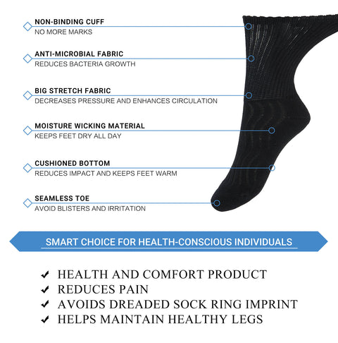 MD Cotton Non-Binding Crew Dress Socks with Cushion Sole (2 Pairs)