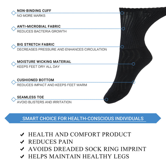 MD Cotton Non-Binding Crew Dress Socks with Cushion Sole (2 Pairs)