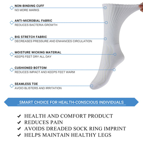 MD Cotton Non-Binding Crew Dress Socks with Cushion Sole (2 Pairs)