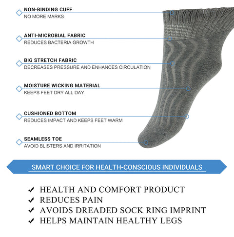 MD Cotton Non-Binding Ankle Diabetic Socks Cushion Loose