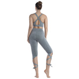 Women's Tie Up Yoga Capris Pants High Waist Cutout Yoga Workout Leggings