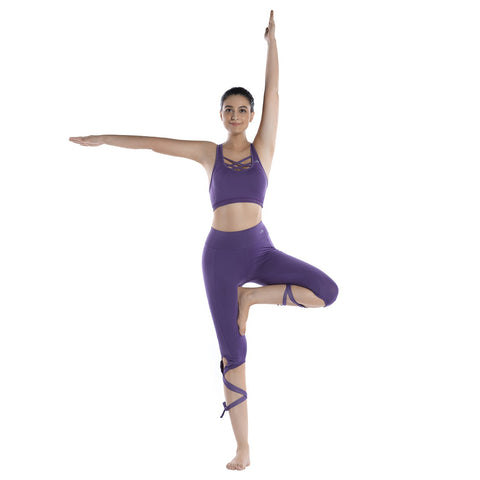 Women's Tie Up Yoga Capris Pants High Waist Cutout Yoga Workout Leggings