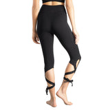 Women's Tie Up Yoga Capris Pants High Waist Cutout Yoga Workout Leggings