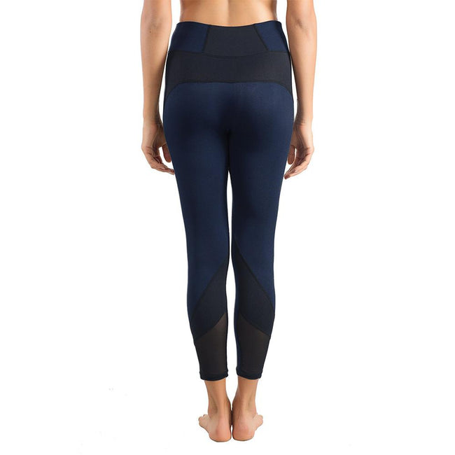 Women Leggings High Waist Mid Blue Yoga Pants Tummy Control