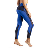 Womens Running Tights Mid-Waist 3/4 Length Tummy Control Mesh Leggings