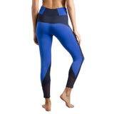 Womens Running Tights Mid-Waist 3/4 Length Tummy Control Mesh Leggings