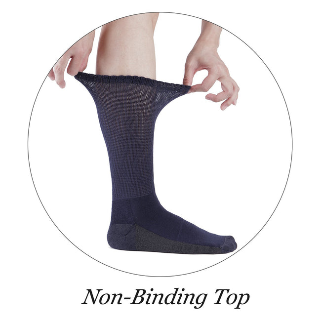MD Non-Binding Bamboo Moisture Wicking Cushion Crew/Dress Socks Seamless Toe (2 Pairs)